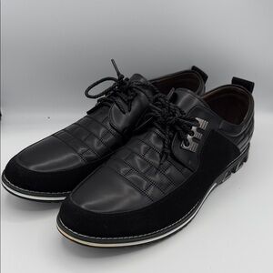 Men's Gatsby Style Black Quilted Derby Lace-Up Dress Shoes